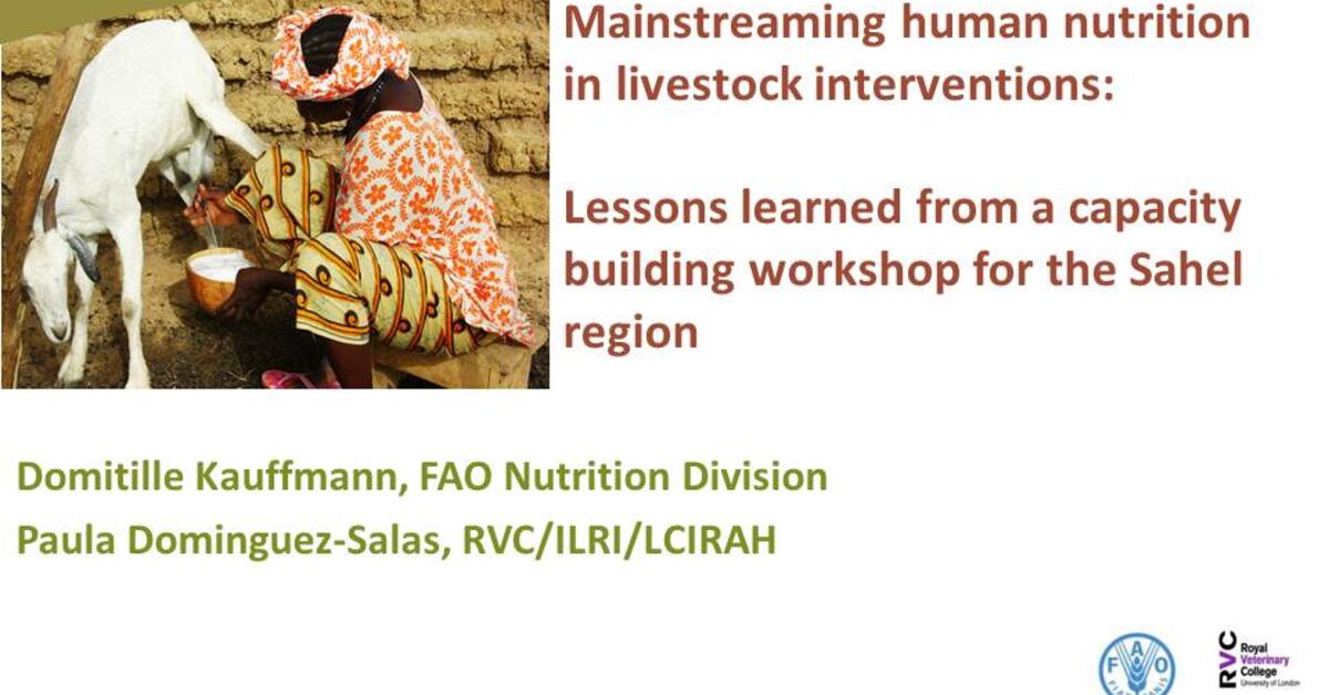 Mainstreaming human nutrition in livestock interventions Lessons